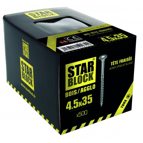 Vis bois et agglomérés - 4.5x35 - TX - boite de 500 STARBLOCK