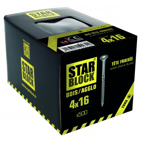Vis bois et agglomérés - 4x16 - TX - boite de 500 STARBLOCK